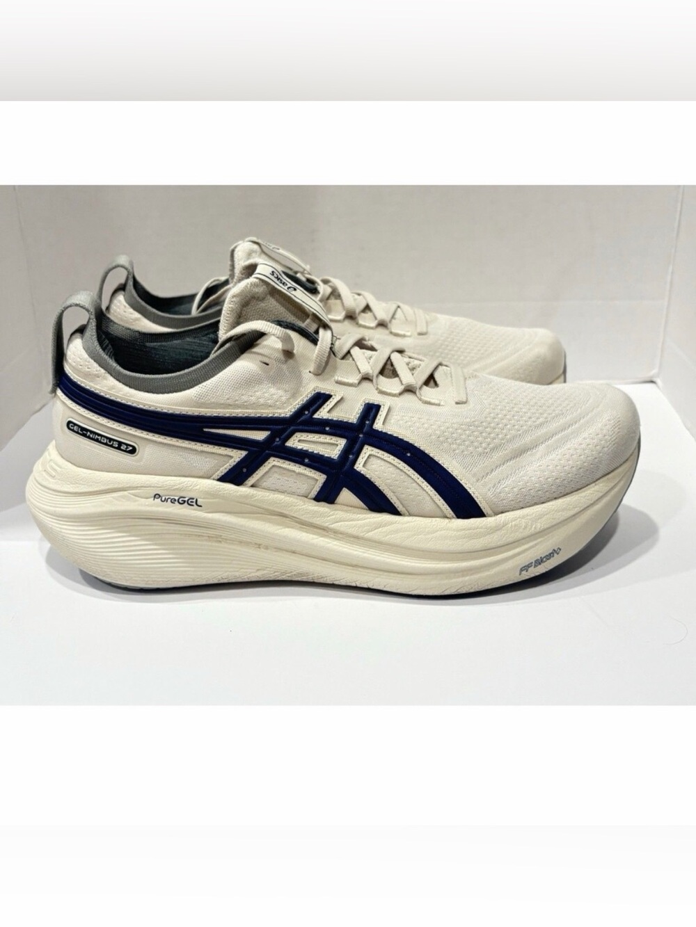 Asics Gel Nimbus 27 Running Shoes Sneaker Women's Size 9 White Blue 1012B812